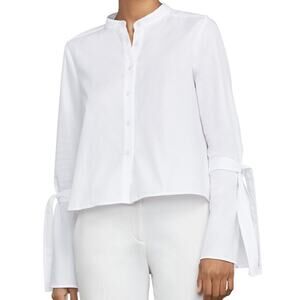 BCBG Max Azria Bell Sleeve Top Size Large White Button Up Shirt Capsule Wardrobe